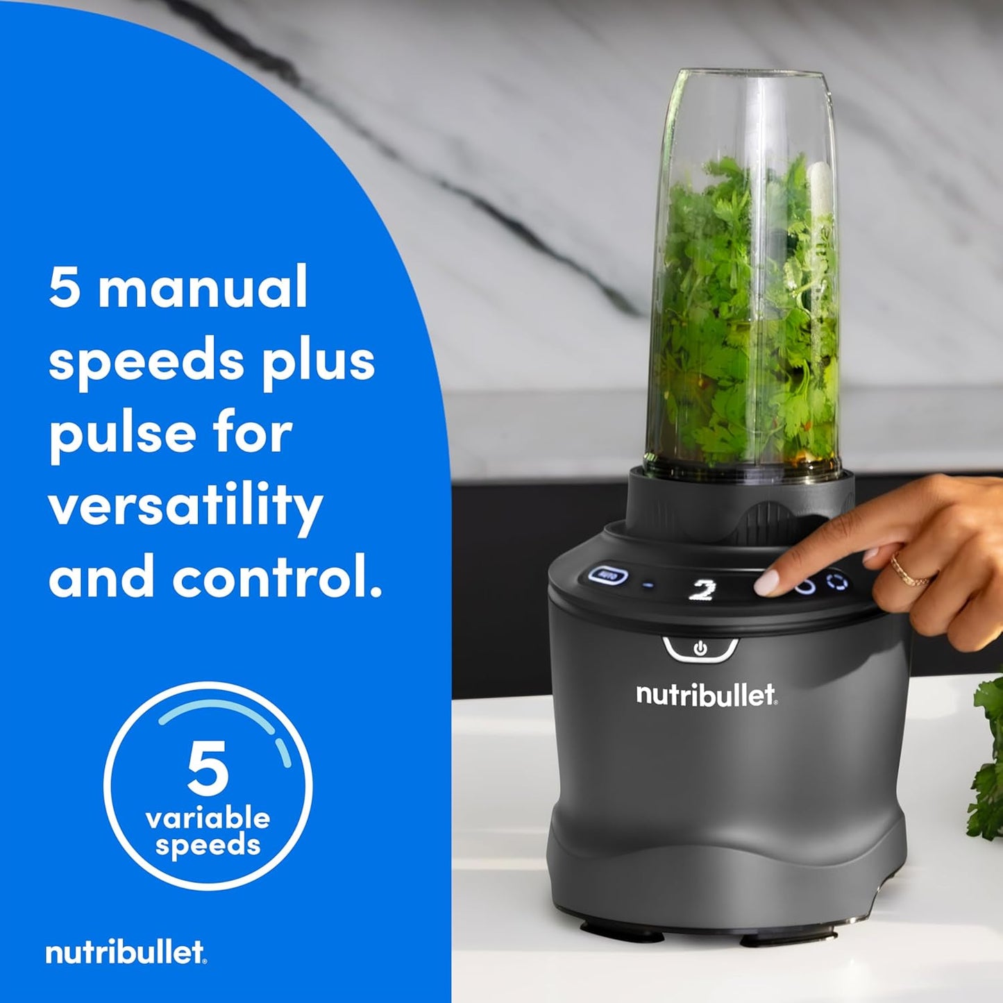 Nutribullet SmartSense Blender Combo - 1400W Power, 64oz Pitcher & 32oz/24oz Cups | Smoothies & Soups in Gunmetal Gray