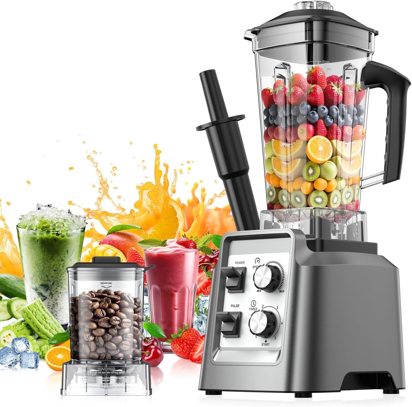 Skiennix Blender - 68Oz Pitcher & 20Oz Grinder - 28000 RPM Smoothie Maker for Ice & Frozen Fruits