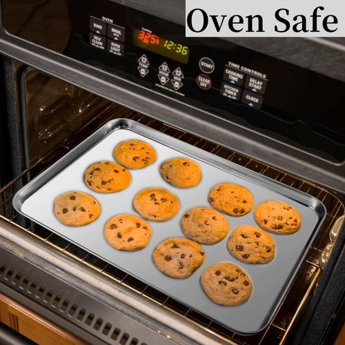 Heavy-Duty Stainless Steel Baking Sheet Set by [Brand Name] - 3 Versatile Cookie Trays (12/16/17.5 Inch)