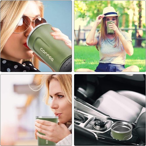 CS COSDDI 12 oz Stainless Steel Vacuum Insulated Tumbler - Spill Proof Coffee Travel Mug in Green