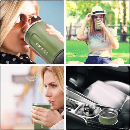 CS COSDDI 12 oz Stainless Steel Vacuum Insulated Tumbler - Spill Proof Coffee Travel Mug in Green