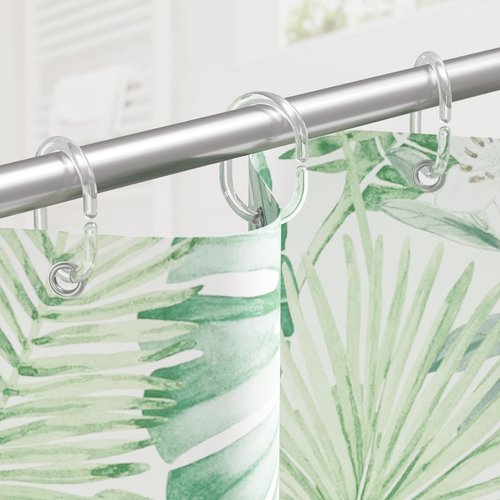 Amazer Plastic Shower Curtain Rings, Shower Curtain Hooks, 24 Pcs C Shaped Shower Hooks for Shower Curtain, Clear Shower Curtain Hooks for Bathroom