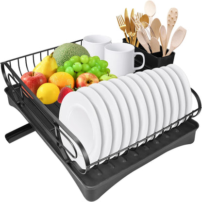 Skiennix Dish Drying Rack - Large Capacity, Rust Resistant with Cutlery Holder | 16.53''L x 11.8''W for Kitchen Organization