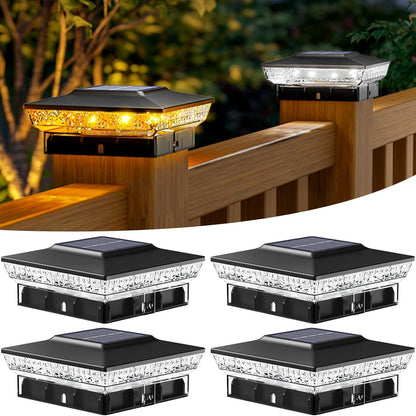 Btfarm Solar Post Cap Lights - 16 LED Waterproof Outdoor Lighting | 4-Pack for 4x4 & 3.5x3.5 Posts