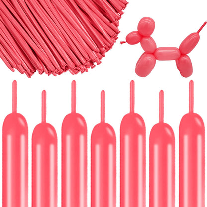 Skiennix 260 Long Balloons - 100 Pack Pastel Red Thick Latex for Twisting Animal Models | Perfect for Weddings & Parties