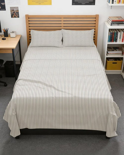 Full XL Bed Sheet - 4 Piece Full XL Bed Sheets Set - Soft, Breathable & Cooling - Hotel Luxury Bedding for Women, Men, Kids, Teens, Boys & Girls - Deep Pockets, Fade and Wrinkle Free - Beige Stripes