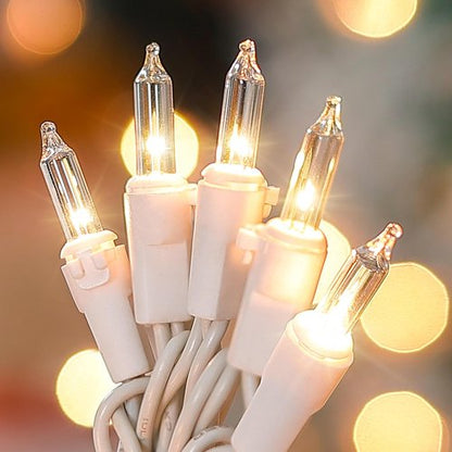 HEYFUNi Clear Christmas Lights Set - 50 Count Mini String Lights for Holiday Decor | 13 Feet White Wire