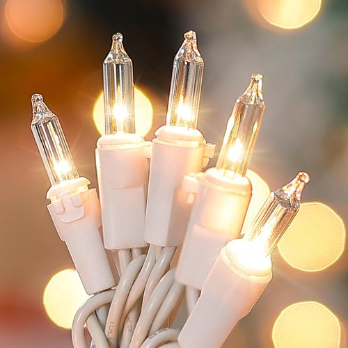 HEYFUNi Clear Christmas Lights Set - 50 Count Mini String Lights for Holiday Decor | 13 Feet White Wire
