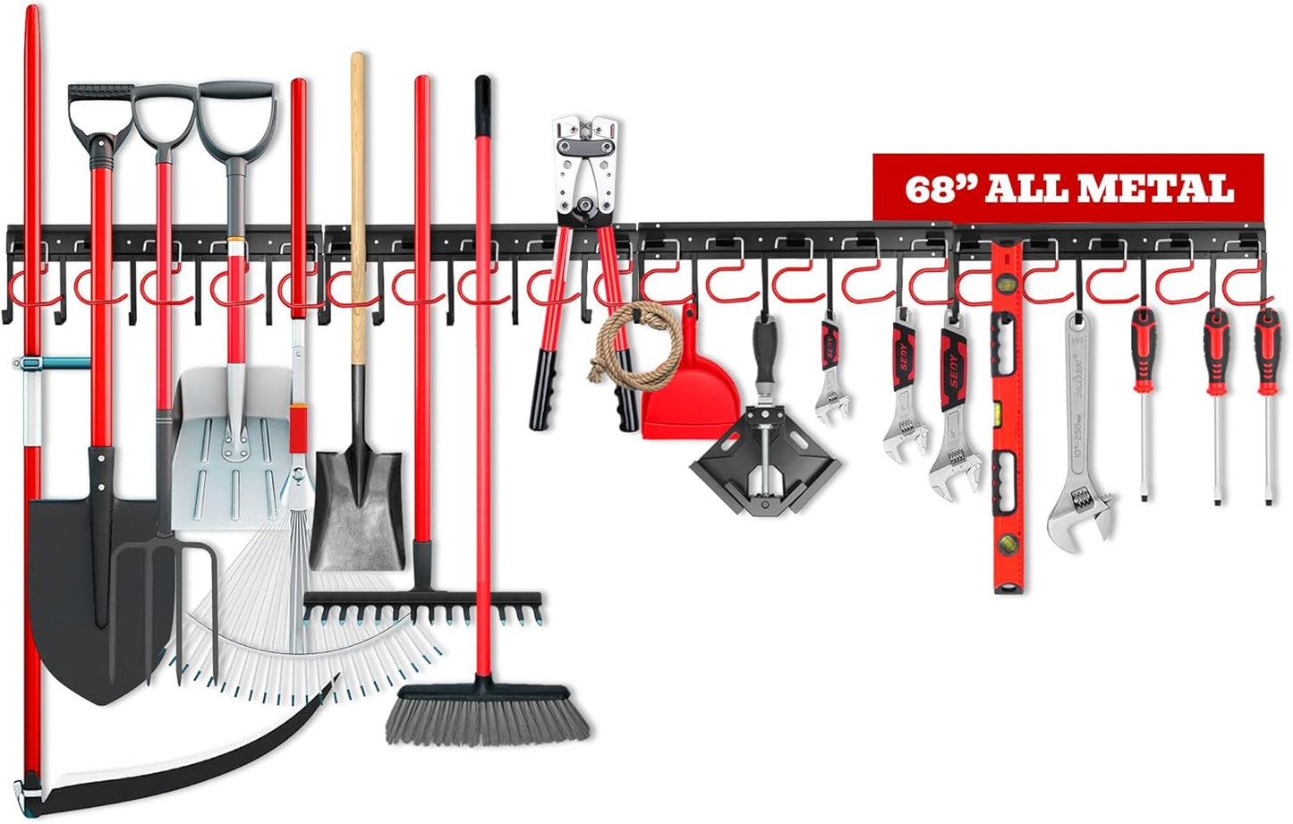 SEDY Garden Tool Organizer Hooks - Sturdy All-Metal Wall Mount Storage System for Garage & Shed