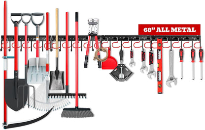 SEDY Garden Tool Organizer Hooks - Sturdy All-Metal Wall Mount Storage System for Garage & Shed