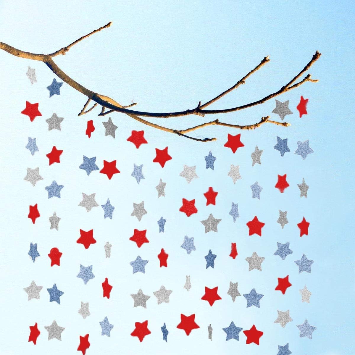 Patriotic Star Streamers Garland by [Brand Name] - 6 Pack Red, White & Blue Bunting Banner for 4th of July Celebrations | 50 Feet