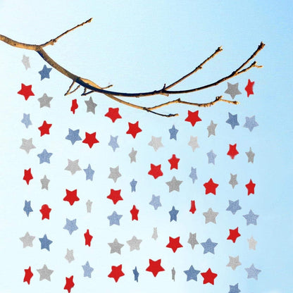 Patriotic Star Streamers Garland by [Brand Name] - 6 Pack Red, White & Blue Bunting Banner for 4th of July Celebrations | 50 Feet
