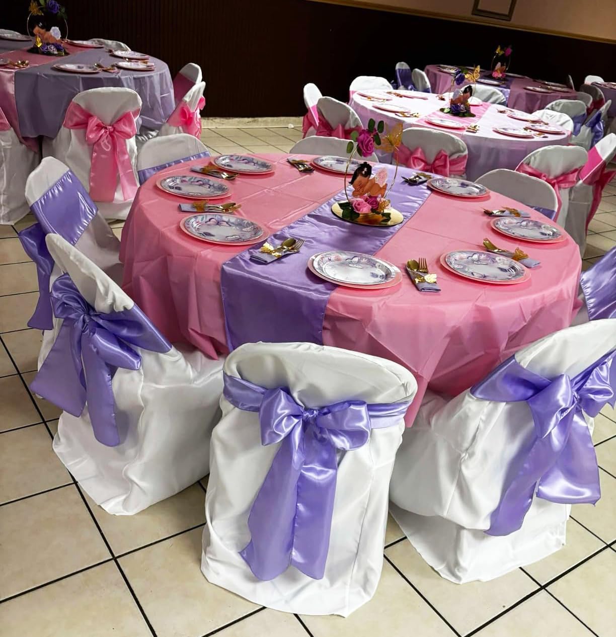 50 Satin Chair Sashes by [Brand Name] - Elegant Pink Chair Bows for Weddings & Parties | 7x108 Inches