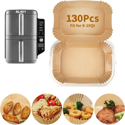 Ninja Air Fryer Liners - 130PC Disposable Baking Parchment Paper | Food-Grade Rectangle Inserts