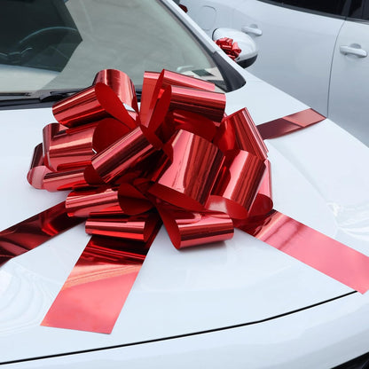 Big Car Bow - Metallic Red 20-Inch Round Present Bow for Cars, Weddings, Birthdays & Gifts