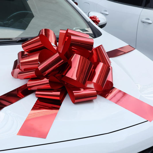 Big Car Bow - Metallic Red 20-Inch Round Present Bow for Cars, Weddings, Birthdays & Gifts