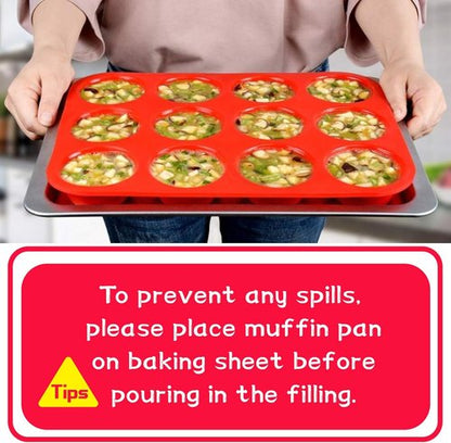 CAKETIME Silicone Muffin Pan - Nonstick 12-Cup Baking Mold for Perfect Cupcakes | Regular Size