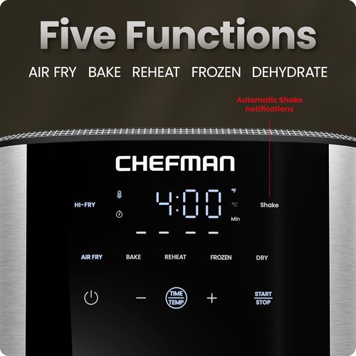 Chefman Air Fryer 6 Qt - TurboFry® 5-in-1 with 450°F Hi-Fry Option for Crispy Results | XL Nonstick Basket