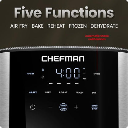 Chefman Air Fryer 6 Qt - TurboFry® 5-in-1 with 450°F Hi-Fry Option for Crispy Results | XL Nonstick Basket