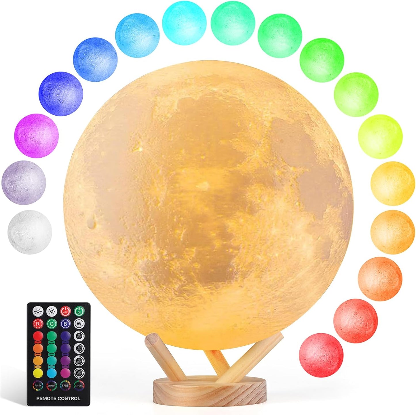 Moon Lamp - 6 Inch Sliding Control Night Light | 16 Colors with Unique Stand - Perfect Gift for Kids & Women