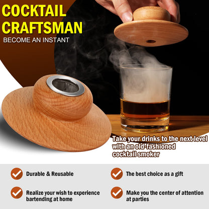 Whiskey Smoker Kit with Torch, Cocktail Smoker Kit, Old Fashioned/Bourbon/Smoker Infuser Kit with 6 Flavors of Wood Chips, Gift for Father and Loved