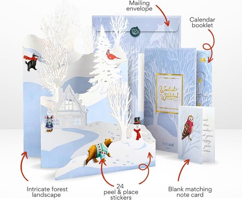 Freshcut Paper 2025 Advent Calendar - Woodland Wonderland 3D Pop-Up Greeting Cards | Holiday Gift Set