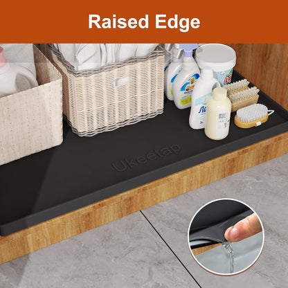 Skiennix Extra Thick Waterproof Silicone Mat - 22" x 19" Under Sink & Cabinet Liner in Black