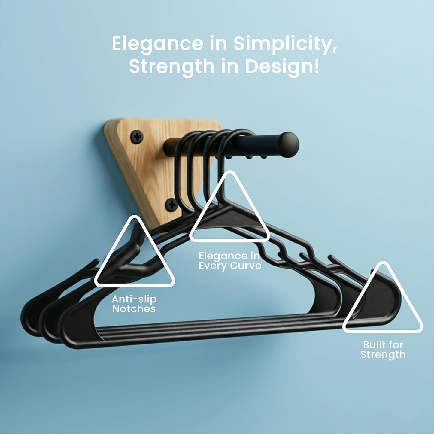 Utopia Home Plastic Hangers 200 Pack - Durable Space-Saving Clothes Hangers - Black Closet Organizers
