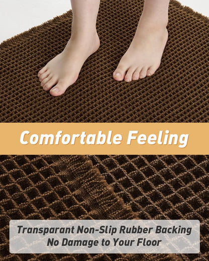 Upgraded Waffle Runner Rug Super Absorbent Non Slip Bath Mats for Bathroom Machine Washable Bathroom Runner Rug with Tassels, Ideal for Hallway Bedroom Laundry Room, 2' x 5' (24" x 60"), Terracotta