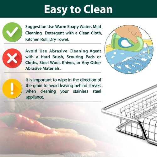 BOV900 Air Fryer Basket Replacement Parts for Breville Smart Oven Air Fryer Pro BOV900BSS Mesh Basket BOV950 BOV950BSS Air Fryer Rack 304 Stainless Steel Oven Rack SP0016259 Air Fry Rack 1 Pcs