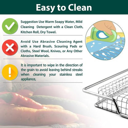 BOV900 Air Fryer Basket Replacement Parts for Breville Smart Oven Air Fryer Pro BOV900BSS Mesh Basket BOV950 BOV950BSS Air Fryer Rack 304 Stainless Steel Oven Rack SP0016259 Air Fry Rack 1 Pcs