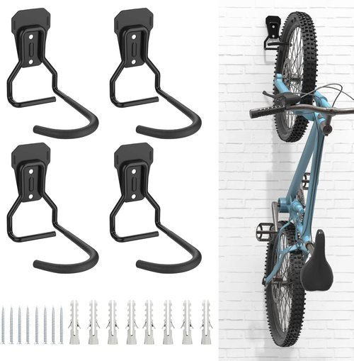 Housolution Bike Wall Mount Rack - Heavy Duty Vertical Storage Solution | 4 Pack with Easy Hang/Detach Design