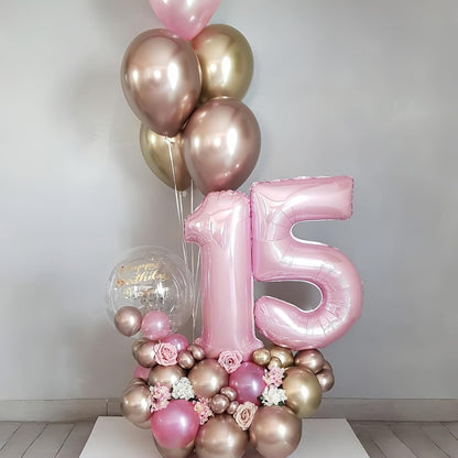 Skiennix 40'' Pink Number 9 Balloon - Self-Inflating Foil for 9th Birthday Party Decorations