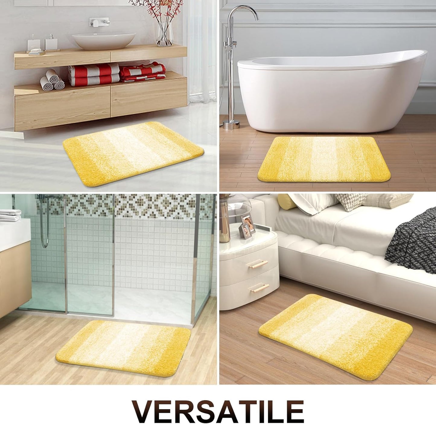 OLANLY Bathroom Runner Rug - Extra Soft Microfiber Mat, Quick Dry & Washable, 47x20 Inches, Yellow