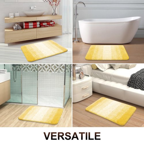 OLANLY Bathroom Runner Rugs 47x20, Extra Soft Absorbent Microfiber Bath Rugs, Rubber Backing, Quick Dry, Machine Washable Bath Mats for Bathroom Floor, Tub and Shower, Home Decor Accessories, Yellow