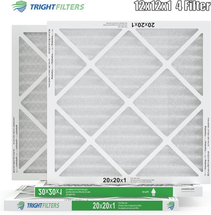 TRIGHTFILTERS 20x20x1 Air Filter - MERV 8 Pleated Dust Defense | 4 Pack Replacement for HVAC & AC Systems