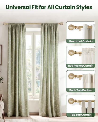 OICIPT Boho Wood Curtain Rods for Windows 48 to 84 Inch, 1" Adjustable Curtain Rod with Imitation Wooden Grain Finials, Decorative Heavy Duty Rustic Farmhouse Drapery Rods, 36-88'', Weathered Wood