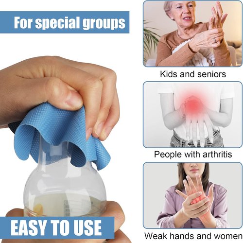 LUTER Multi-Function Silicone Jar Opener - Ideal for Seniors with Arthritis | 4-Piece Set in Light Blue & Green