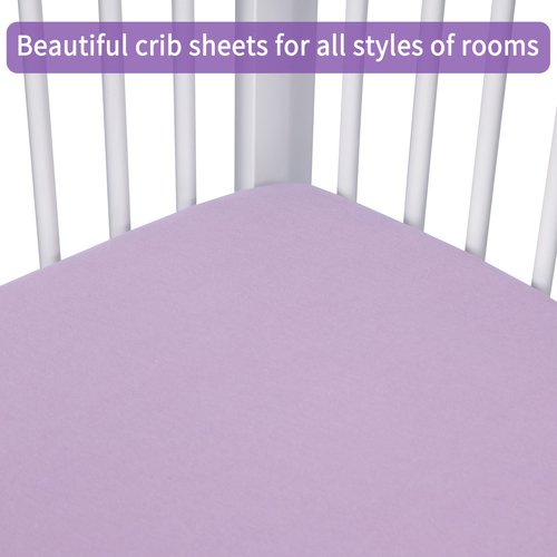 GUNTAIL Crib Sheets for Boys Girls,100% Cotton Fitted Crib Sheet 2 Pack for Standard Crib and Toddler Mattress, Super Soft Breathable Baby Sheet 28x52x8in (Purple & Pink)
