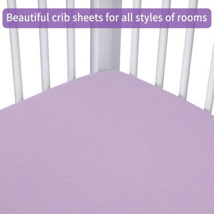 GUNTAIL Crib Sheets for Boys Girls,100% Cotton Fitted Crib Sheet 2 Pack for Standard Crib and Toddler Mattress, Super Soft Breathable Baby Sheet 28x52x8in (Purple & Pink)