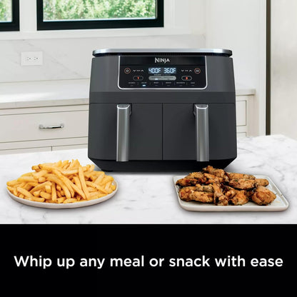 Ninja DZ201 Foodi 6-in-1 Air Fryer - 8-Quart Capacity with DualZone Technology | Dark Grey Stainless Finish
