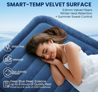 KINGJERRY Twin XL Air Mattress - Built-In Pump, 18" Raised Comfort, Dual-Layer Leakproof, 80" Length, Supports 500 lbs
