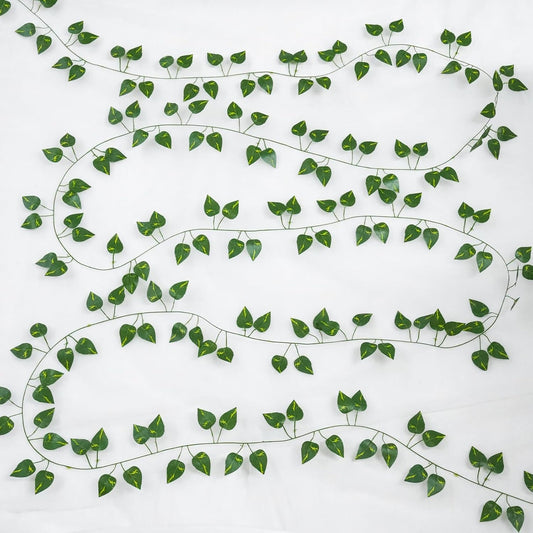 Suddus Artificial Pothos Leaves - 33 Feet Faux Greenery Hanging Garland for Home & Garden Decor