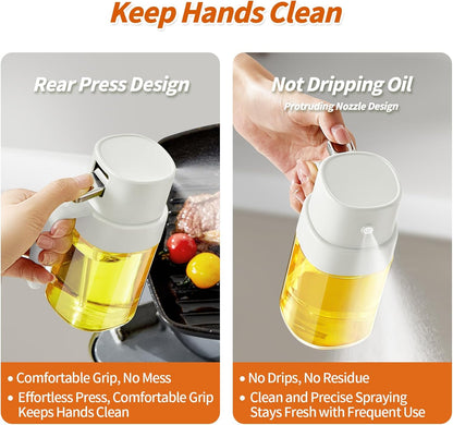 YARRAMATE Mini Oil Sprayer - Premium 6.8 OZ Food-Grade Olive Oil Spray Bottle for Cooking | Portable Kitchen Mister (White)