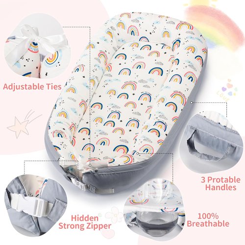 Baby Lounger | Ultra Soft Organic Cotton Nest for 0-24 Months - Breathable & Portable Design