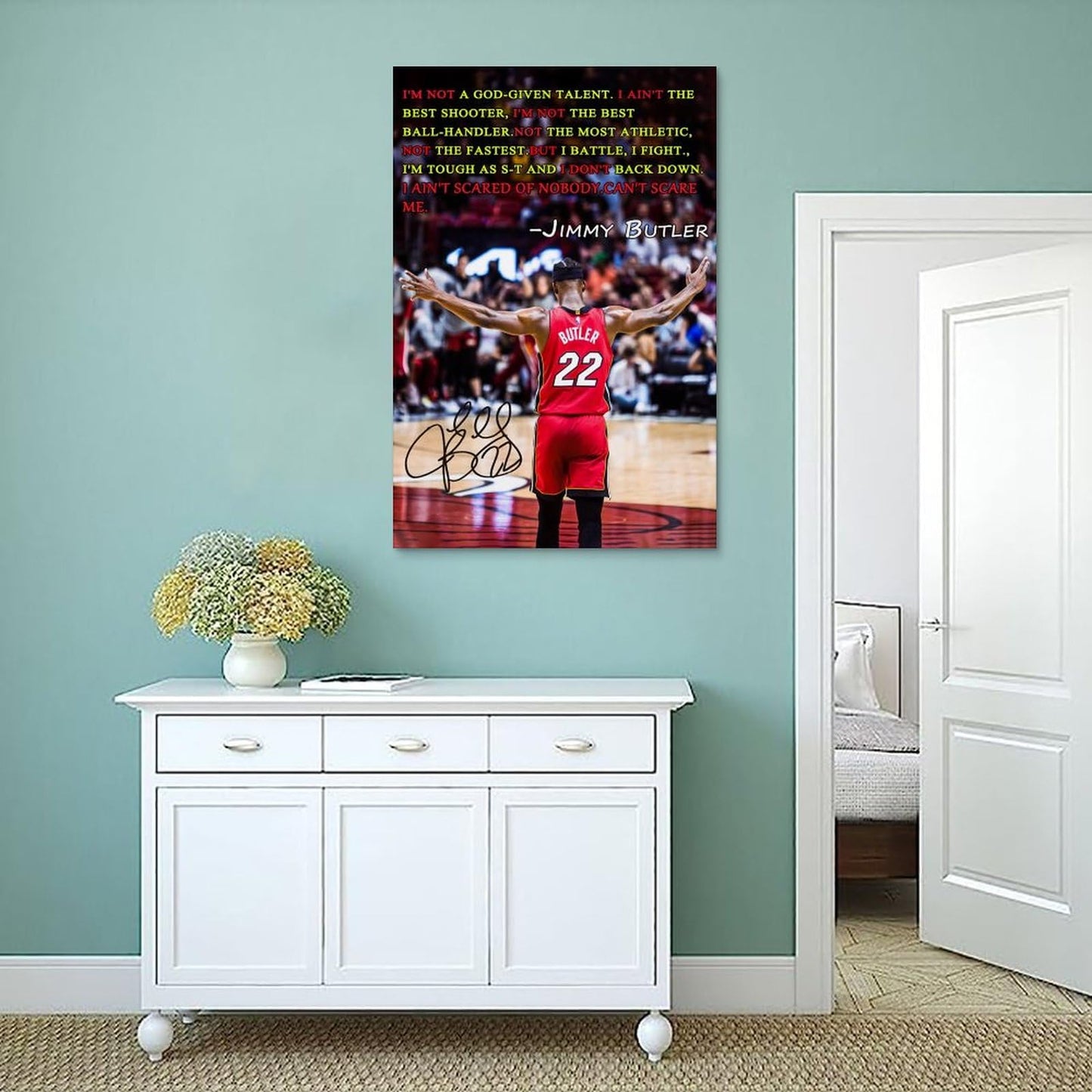 SERECPIA Sports Star Jimmy Butler Signed Inspirational Poster Decorative Painting Canvas Wall Art Living Room Aesthetic Posters For Boys Bedroom Teens Room. Unframe-style, 12x18inch(30x45cm)