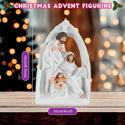 Jingmore Advent Candle Holder Kit - 6 Pcs with 12'' Wreath, Nativity Scene & 4 LED Candles for Christmas Decor