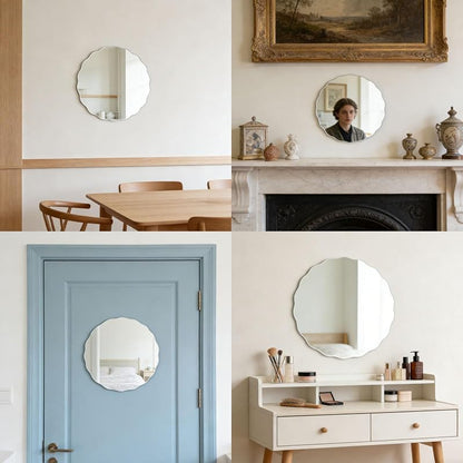 Round Wavy Acrylic Non-Glass Safety Wall Mirror for Kids Room