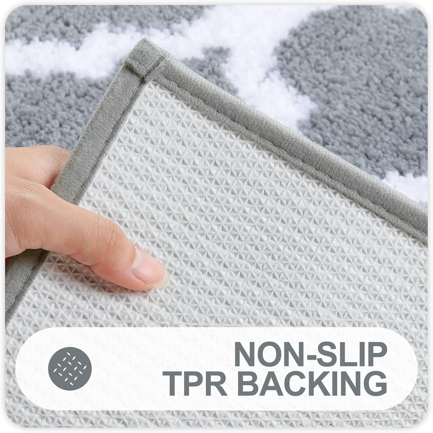 OLANLY Bathroom Rugs Set - 2-Piece Microfiber Bath Mat & U-Shaped Toilet Rug | Non-Slip, Absorbent, Grey (30"x20"+24"x20")