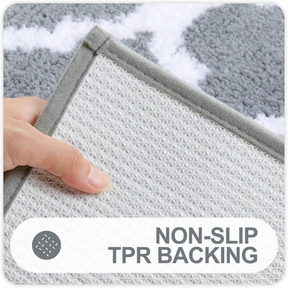 OLANLY Bathroom Rugs Set - 2-Piece Microfiber Bath Mat & U-Shaped Toilet Rug | Non-Slip, Absorbent, Grey (30"x20"+24"x20")
